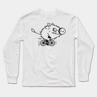 Funny boar rides a bicycle Long Sleeve T-Shirt